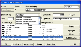 Import with alarm signal definition